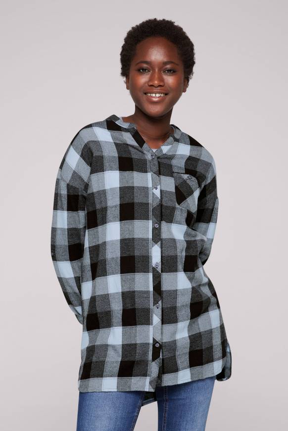 Soccx Lange Karobluse aus Flanell cozy blue Discount Store für neue Produkte