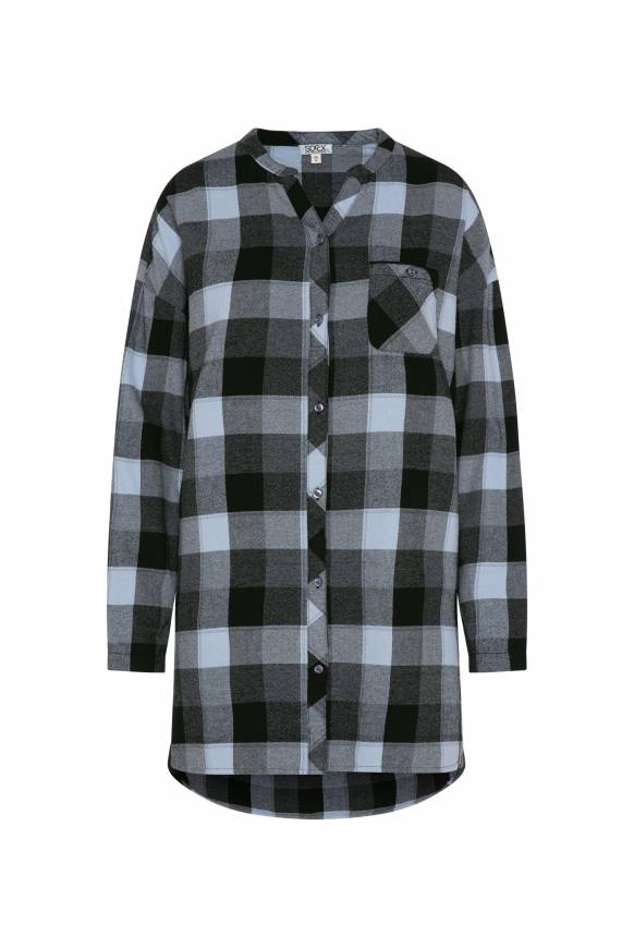 Soccx Lange Karobluse aus Flanell cozy blue Discount Store für neue Produkte
