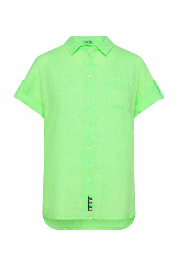 Soccx Oversized Leinenbluse mit Logostickerei fresh lime Clearance-Verkauf