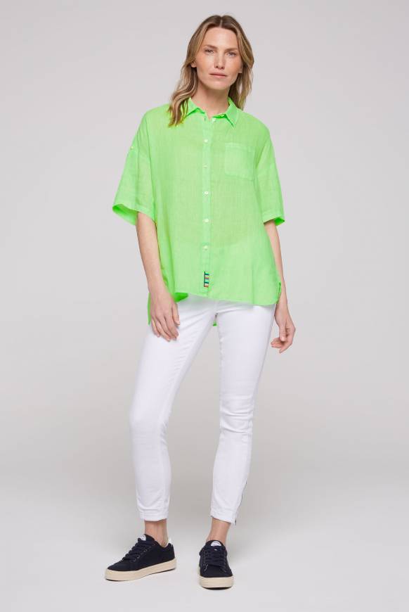 Soccx Oversized Leinenbluse mit Logostickerei fresh lime Clearance-Verkauf