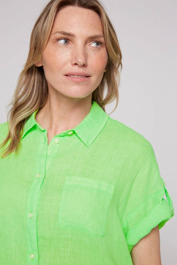 Soccx Oversized Leinenbluse mit Logostickerei fresh lime Clearance-Verkauf