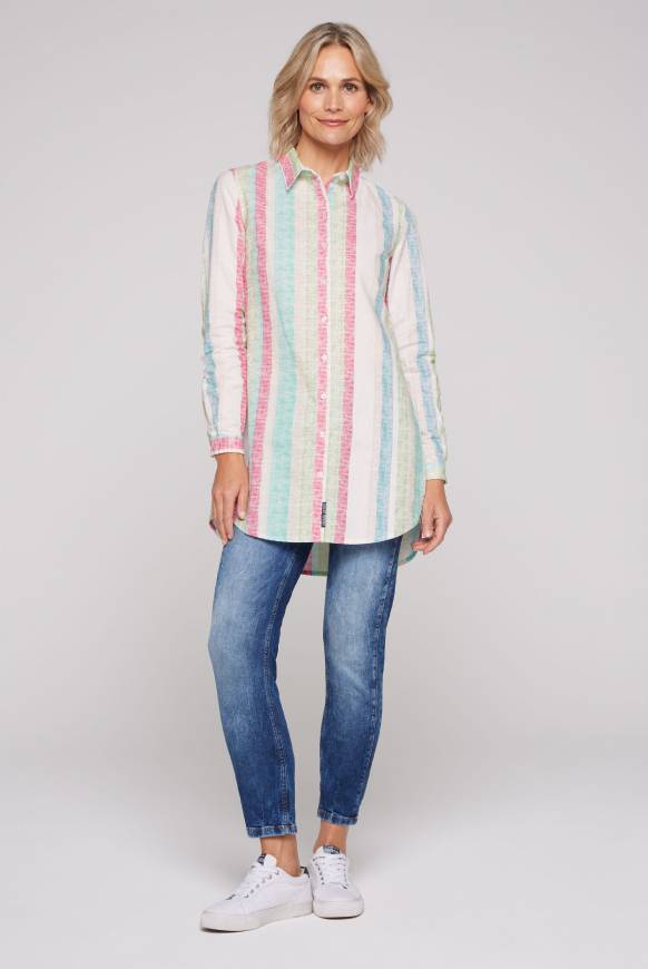 Soccx Bunt gestreifte Leinenbluse multi color Kostenloser Versand international