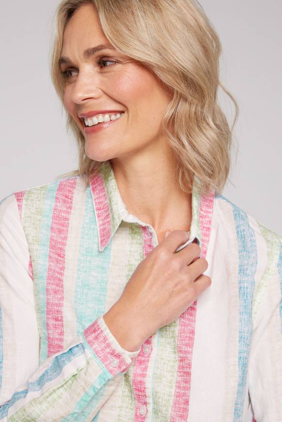 Soccx Bunt gestreifte Leinenbluse multi color Kostenloser Versand international