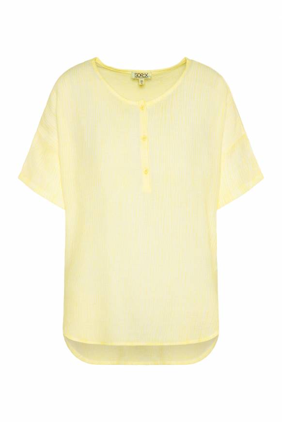 Soccx Kurzarmbluse mit Crèpe-Struktur faded yellow Fabrikladen