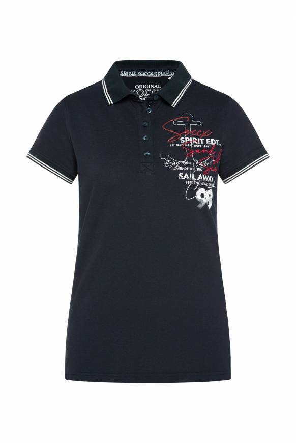 Soccx Pikee-Polo mit Rücken-Artwork blue navy Begrenzt auf 3 Tage