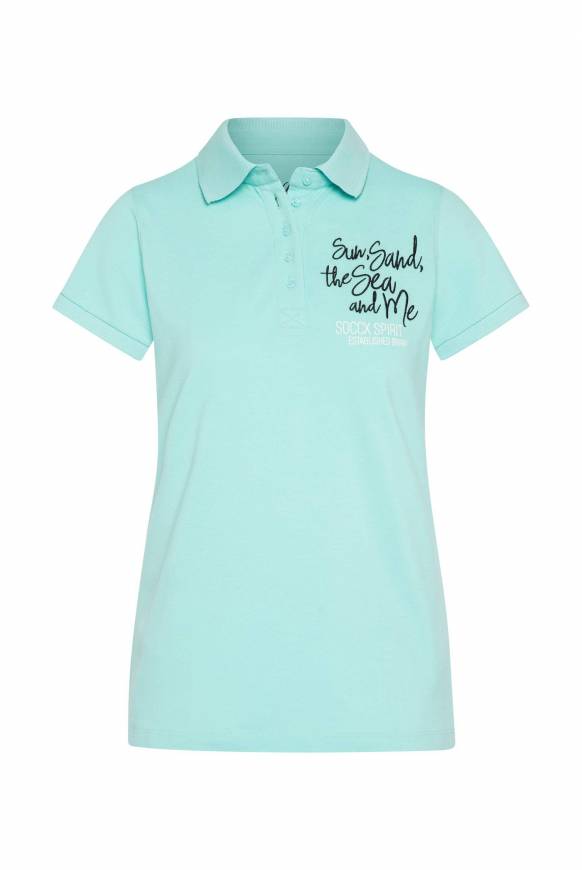 Soccx Pikee-Polo mit Rücken-Artwork flash aqua Im Verkauf