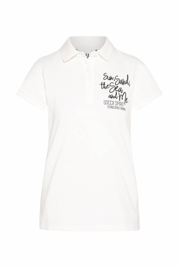 Soccx Pikee-Polo mit Rücken-Artwork ivory zollfrei