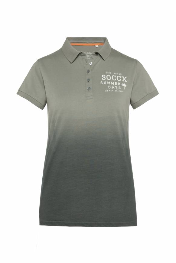 Soccx Poloshirt Dip Dye mit Rücken-Artwork sage green 50% Rabatt für begrenzte Zeit