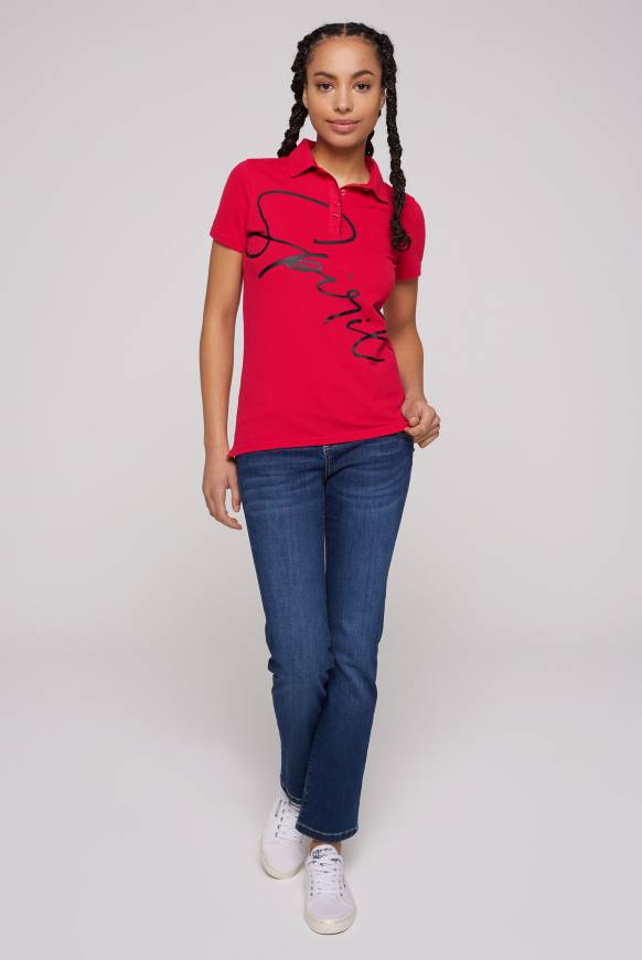 Soccx Poloshirt aus Pikee mit Label Print clear red XS Auslauf