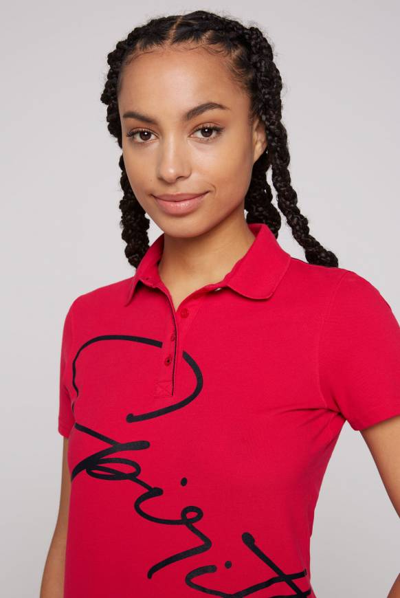 Soccx Poloshirt aus Pikee mit Label Print clear red XS Auslauf