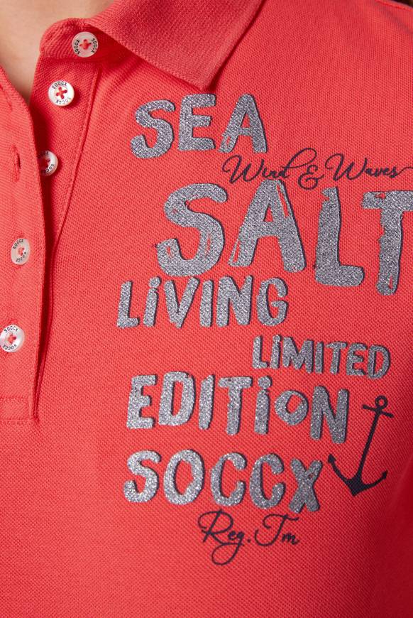 Soccx Poloshirt aus Pikee mit Glitter Print skipper red im Angebot