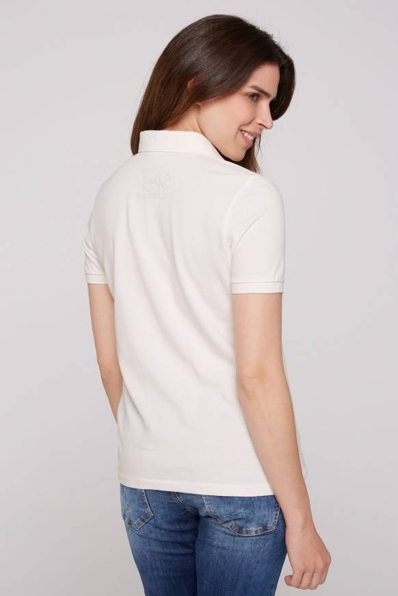 Soccx Poloshirt aus Pikee mit Glitter Print ivory Schlussverkauf