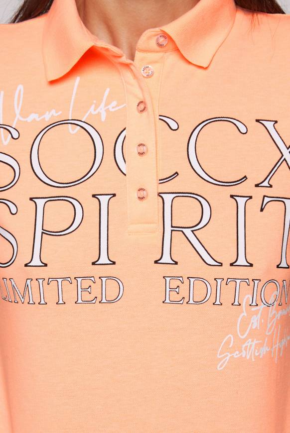 Soccx Kurzarmpolo aus Pikee mit Logo Print speed orange L Fabrikverkauf