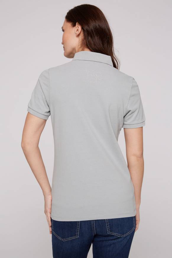 Soccx Poloshirt aus Pikee mit Glitter Print cozy blue Kostenloser Versand