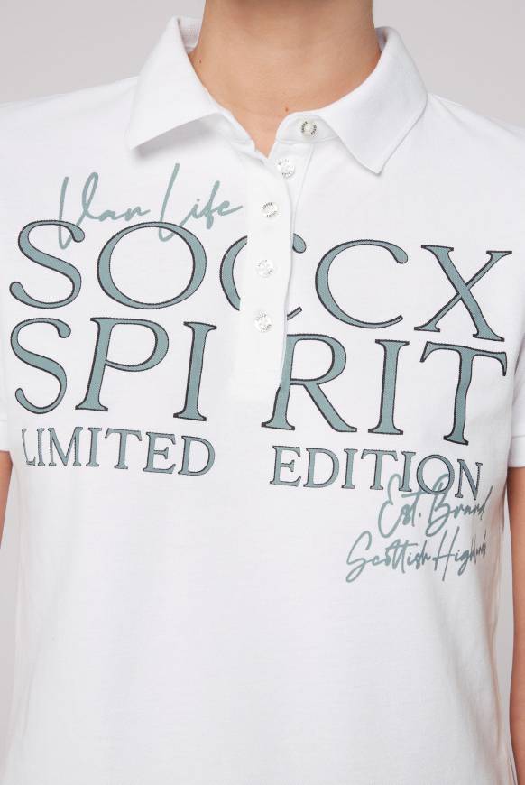 Soccx Kurzarmpolo aus Pikee mit Logo Print opticwhite Limitierter Zeitrabatt