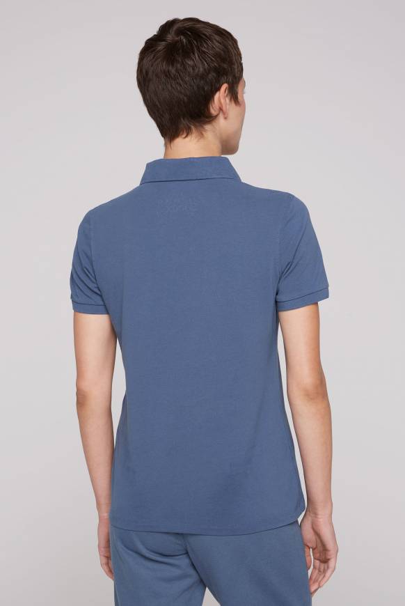 Soccx Kurzarmpolo aus Pikee mit Logo Print blue haze Fabrikpreis