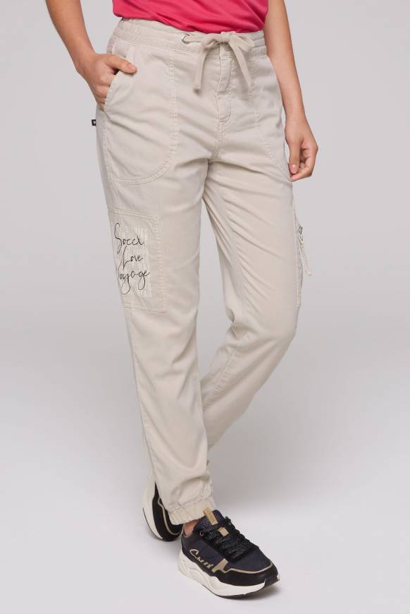 Soccx Cargohose mit Print Artwork stone beige Günstig kaufen