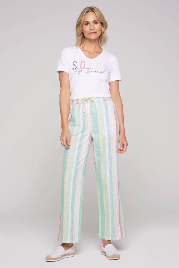 Soccx Bunt gestreifte Leinenhose multi color Versandkostenfrei