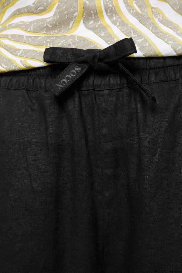 Soccx Klassische Leinenhose mit Elastikbund black XXXL Online Shopping