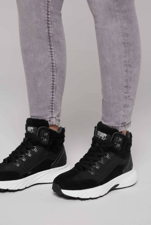 Soccx High Top Sneaker mit Kunstfell-Details black Kostenlose Rückgabe