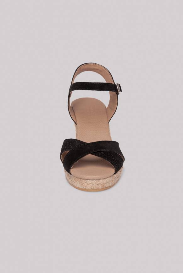 Soccx Veloursleder-Espadrille mit Keilabsatz black Bis zu 50% Rabatt