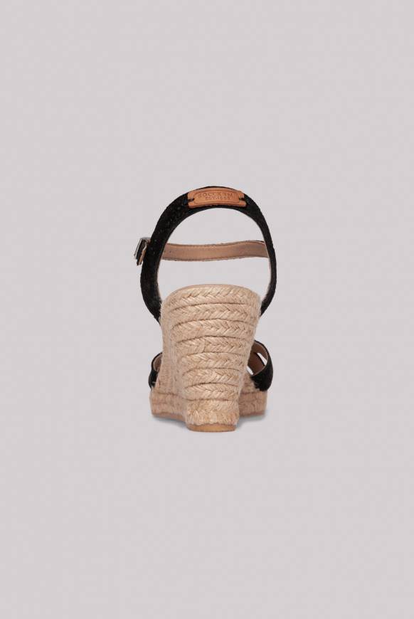Soccx Veloursleder-Espadrille mit Keilabsatz black Bis zu 50% Rabatt