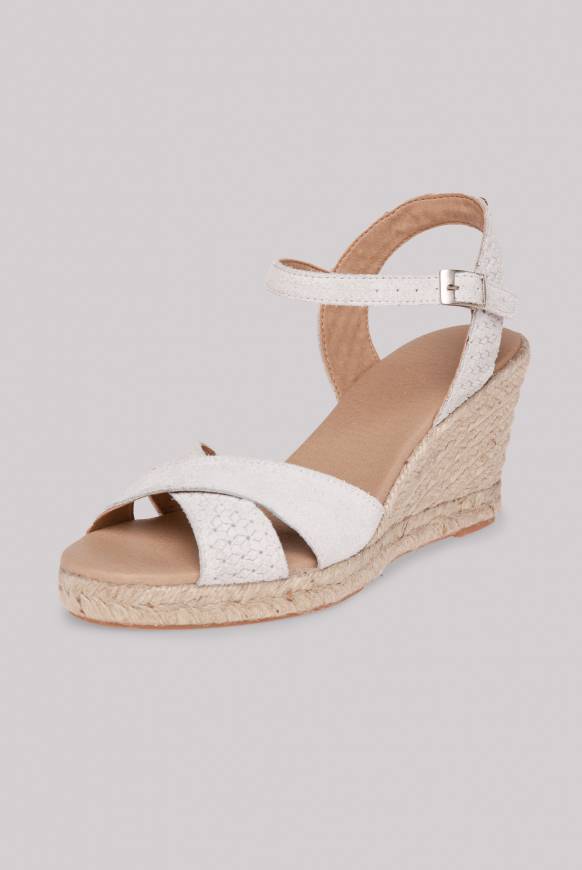 Soccx Veloursleder-Espadrille mit Keilabsatz ivory