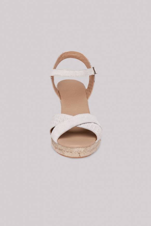 Soccx Veloursleder-Espadrille mit Keilabsatz ivory Bis zu 60% Rabatt