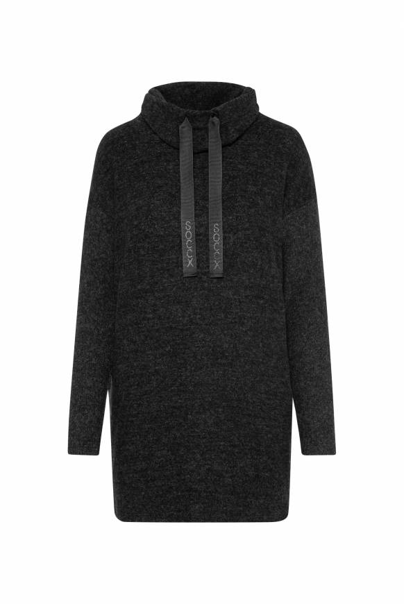 Soccx Meliertes Strickkleid mit Rollkragen black melange Sonderangebot der Fabrik