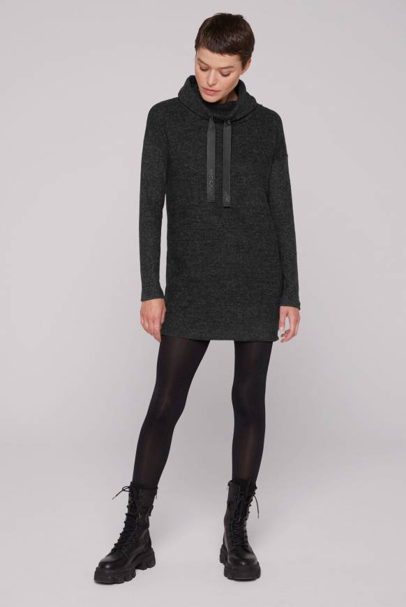 Soccx Meliertes Strickkleid mit Rollkragen black melange Sonderangebot der Fabrik