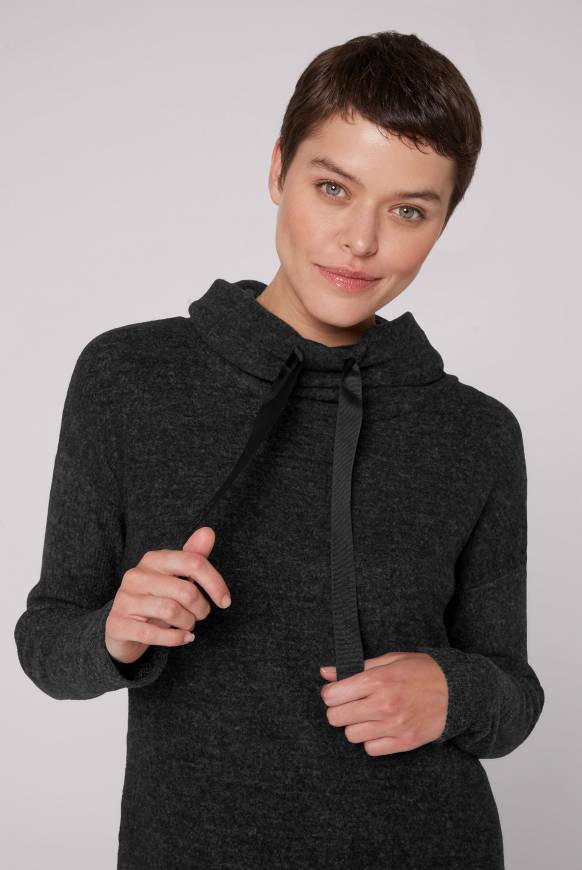 Soccx Meliertes Strickkleid mit Rollkragen black melange Sonderangebot der Fabrik
