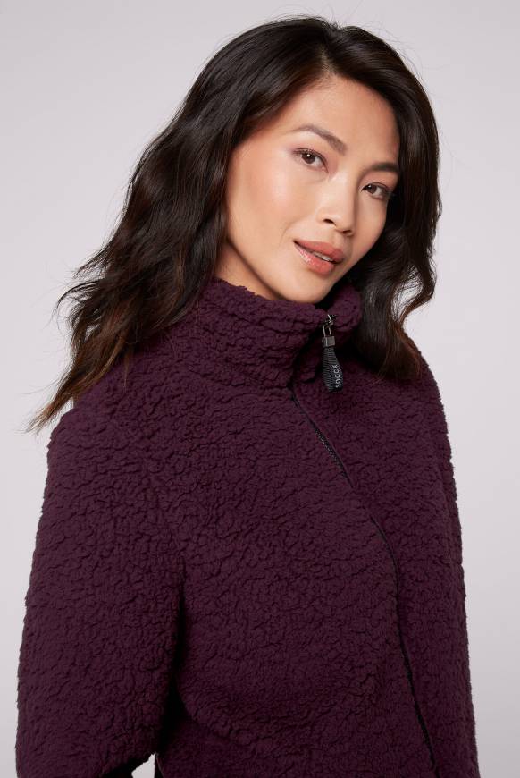 Soccx Sport-Jacke im Sherpa-Look deep plum Discount Store für neue Produkte