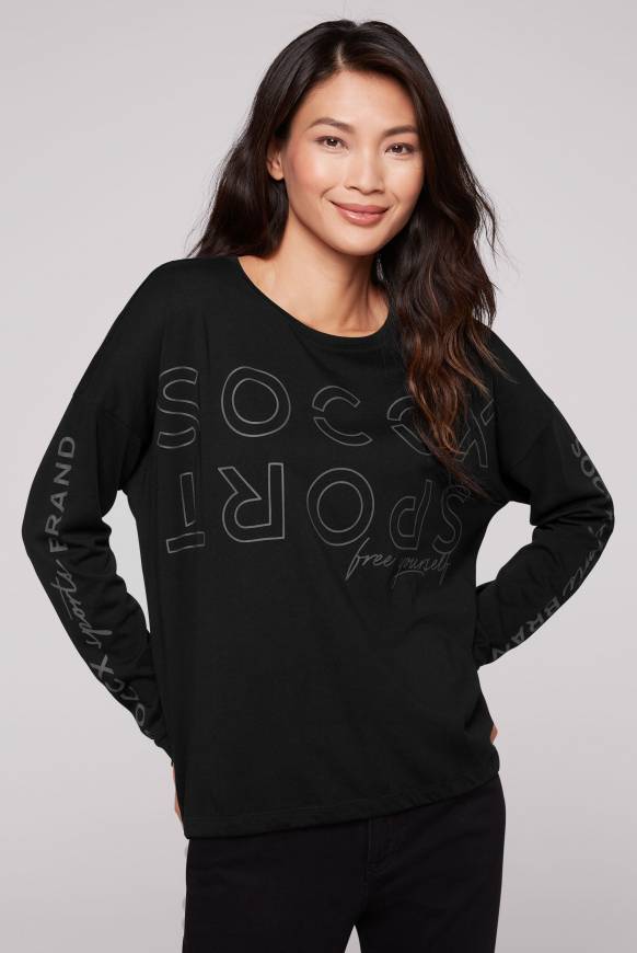 Soccx Longsleeve mit Logo Prints und verstellbaren Elastiksaum black Begrenzt auf 3 Tage