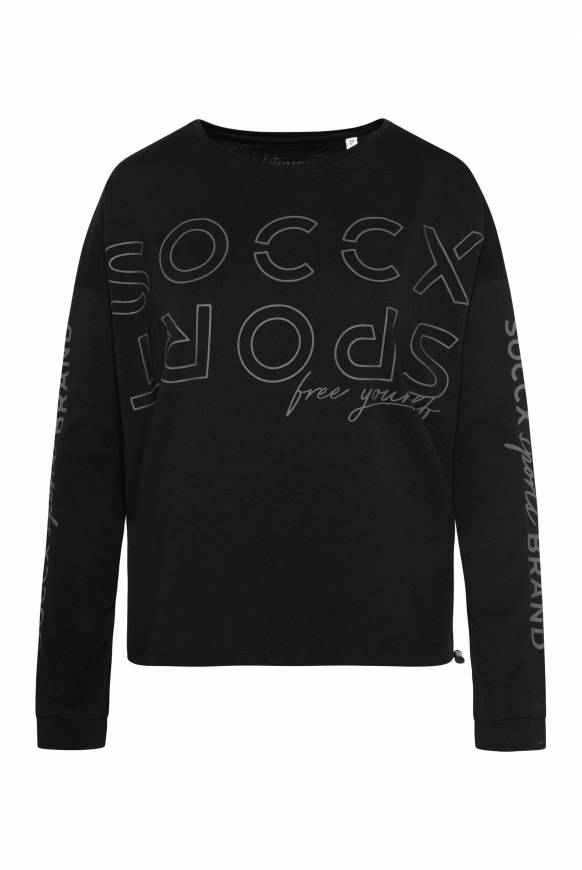 Soccx Longsleeve mit Logo Prints und verstellbaren Elastiksaum black Begrenzt auf 3 Tage