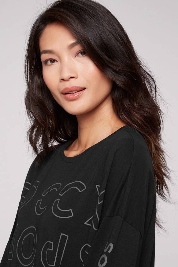 Soccx Longsleeve mit Logo Prints und verstellbaren Elastiksaum black Begrenzt auf 3 Tage