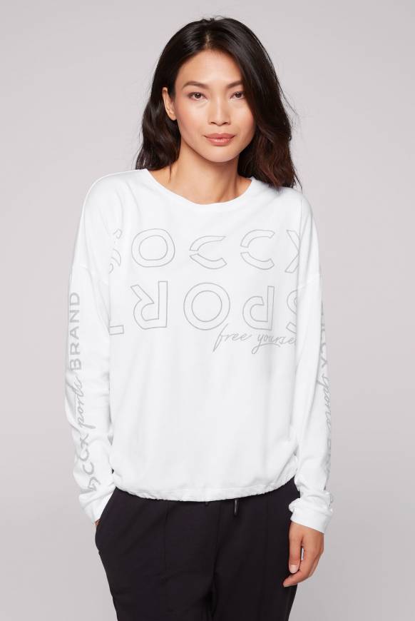 Soccx Longsleeve mit Logo Prints und verstellbaren Elastiksaum opticwhite Speichern exportieren