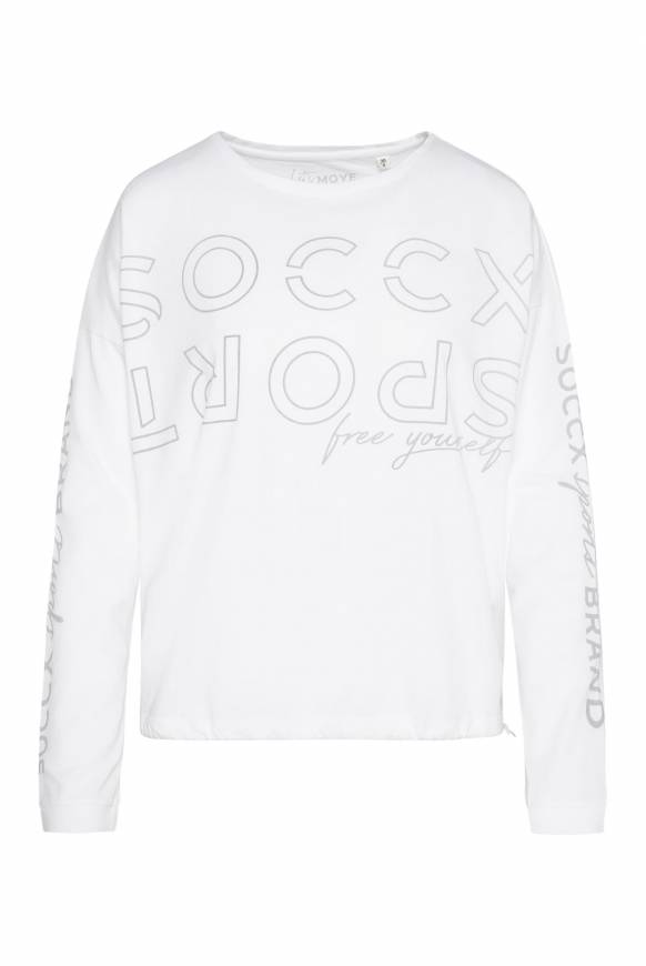 Soccx Longsleeve mit Logo Prints und verstellbaren Elastiksaum opticwhite Speichern exportieren