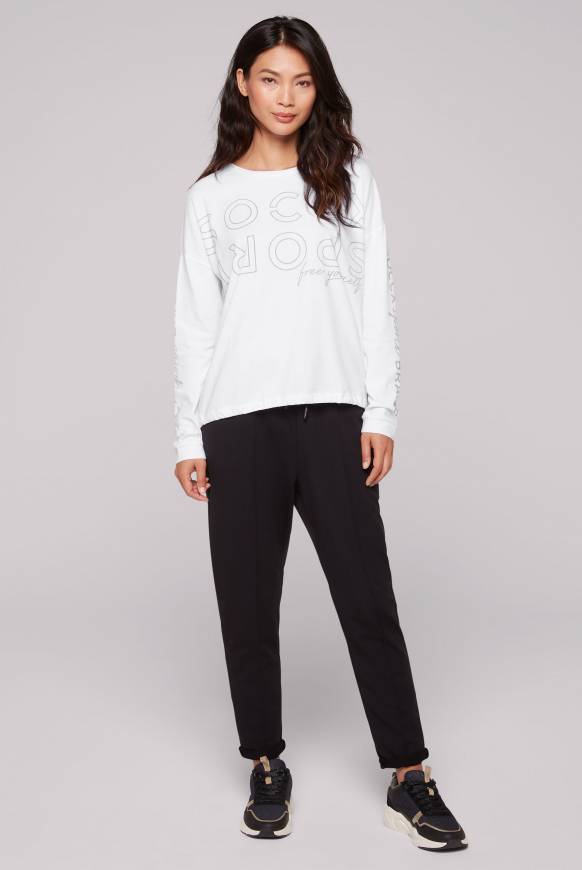 Soccx Longsleeve mit Logo Prints und verstellbaren Elastiksaum opticwhite Speichern exportieren