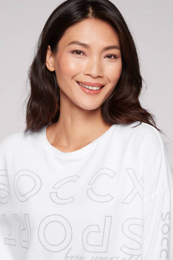 Soccx Longsleeve mit Logo Prints und verstellbaren Elastiksaum opticwhite Speichern exportieren