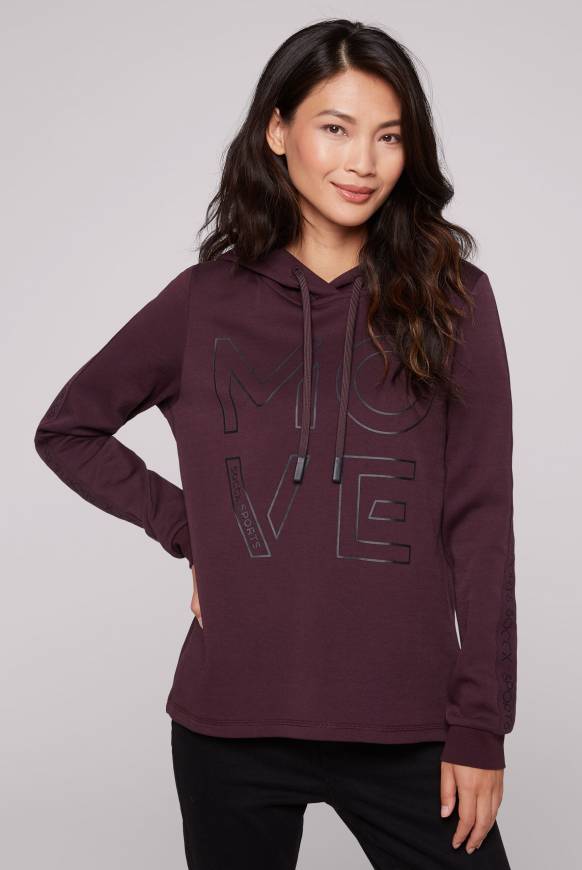 Soccx Hoodie aus Interlock mit Artwork und Tapes deep plum