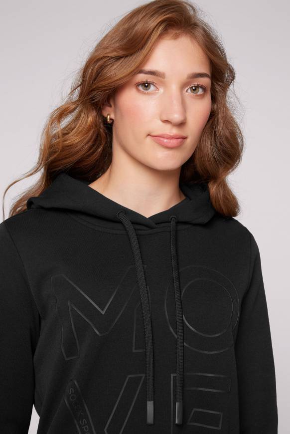 Soccx Hoodie aus Interlock mit Artwork und Tapes black Im Verkauf