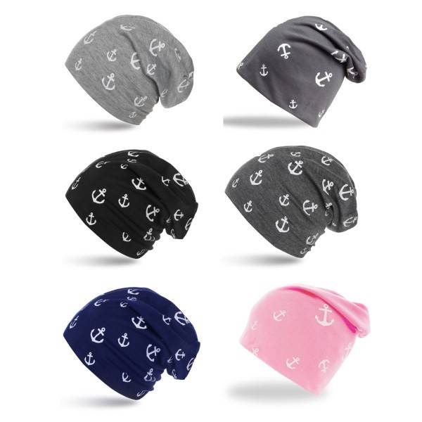 Sonia Originelli Beanie "Mini Anker" Mütze Maritim Overall Print Super Rabatt