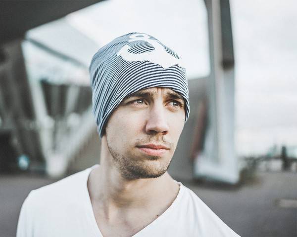 Sonia Originelli Beanie Mütze "Anker Maritim" Streifen Jersey Unisex Fabrikladen