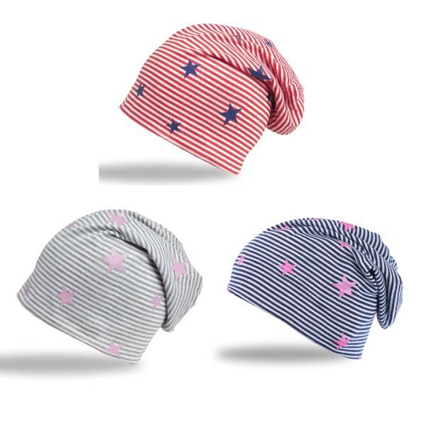Sonia Originelli Beanie Mütze "kleine Sterne" Streifen Jersey Unisex Black Friday Preise