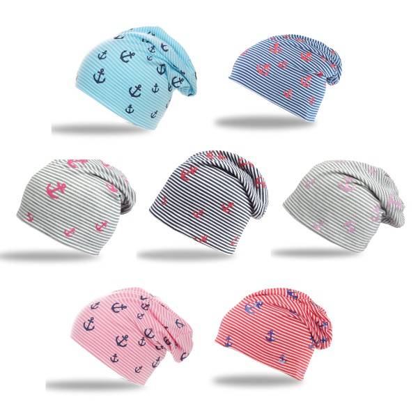 Sonia Originelli Beanie Mütze "Mini Anker Maritim" Streifen Jersey Unisex Im Verkauf
