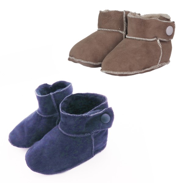 Sonia Originelli Baby Kleinkinder Wildlederhausschuh "Knopf" Lammfell Schaffell Auslauf