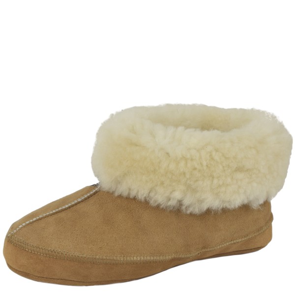 Sonia Originelli Beige Hüttenhausschuh Lammfell Schaffell Leder XXL Fellkranz Hotsell