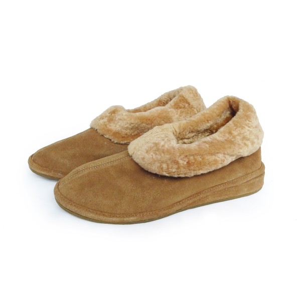 Sonia Originelli Damenpantoffel geschlossen Fellkranz Schuhe Schaf Lammfell EVA Sohle Leder im Angebot