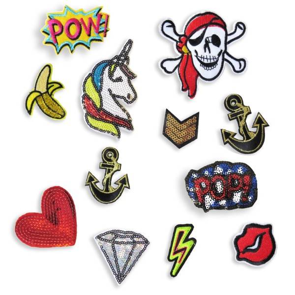 Sonia Originelli 3er Set "Patches" Bügelbilder Aufnäher DIY JGA Pailletten Kauf eins, bekomm eins gratis