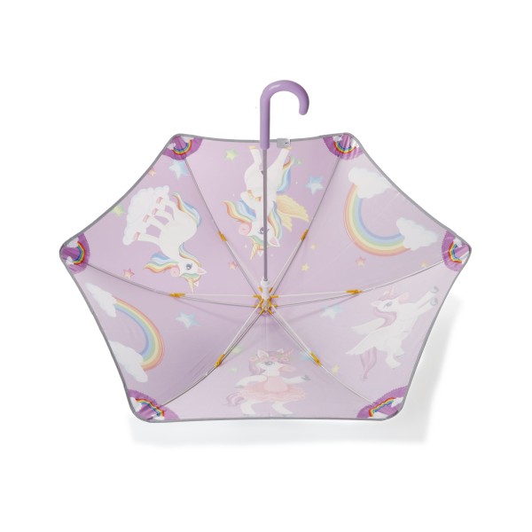 Sonia Originelli Kinder Regenschirm reflektierend Sicherheitsschirm Einhorn lila rosa Sternchen Unicorn 50% Rabatt mit kostenlosem Versand